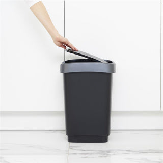 Afbeelding laden in galerijviewer, Rotho twist afvalbak 25l dark silver 333x252x476mm
