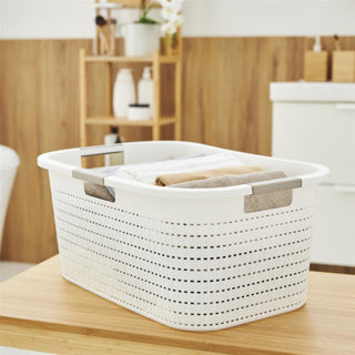 Afbeelding laden in galerijviewer, Rotho wasmand 40l country wit
