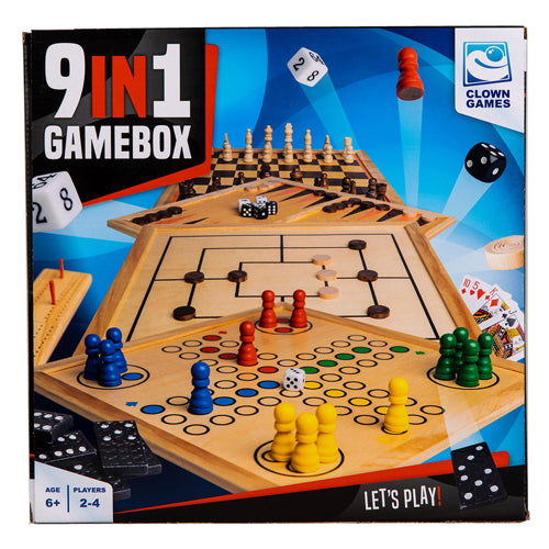 Afbeelding laden in galerijviewer, Clown games 9-in-1 spellendoos hout
