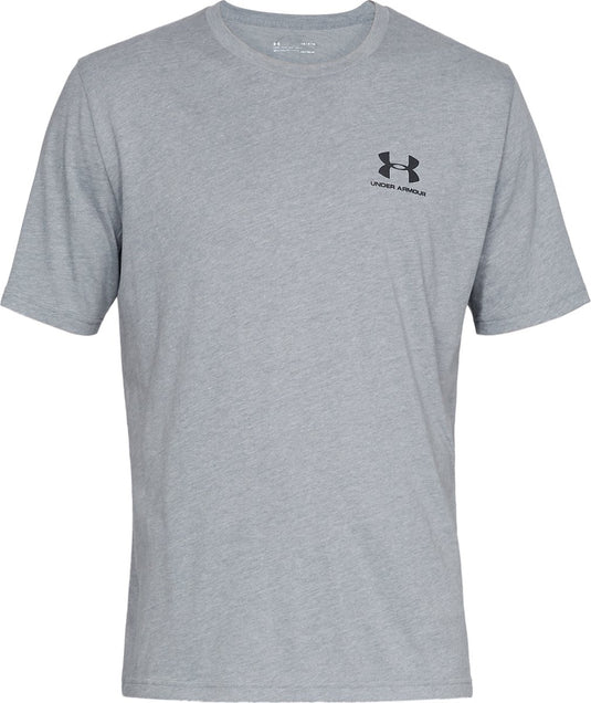 Under armour ua m sportstyle lc ss-gry heren sportshirt - steel light heather - zwart