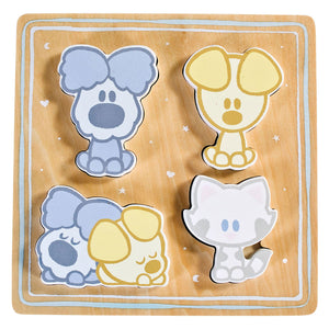 Rubo toys woezel en pip baby houten puzzel, 4st.