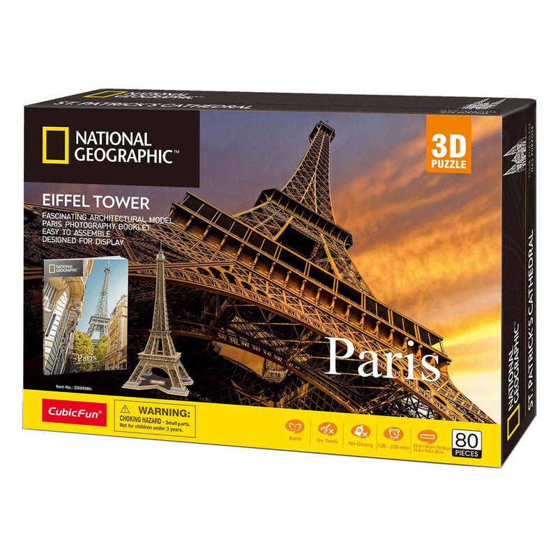 Afbeelding laden in galerijviewer, Cubic fun national geographic 3d puzzel eiffeltoren - 80 stukjes - 70,9 cm hoog
