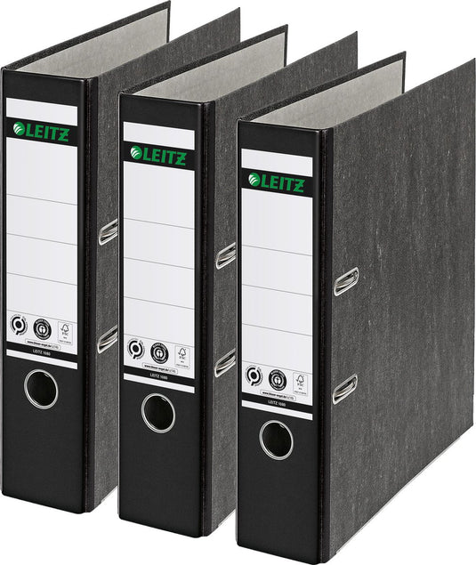 Leitz 180° ordner klassiek gewolkt a4 - rugbreedte van 80mm - voordeelverpakking (3 stuks) - zwart