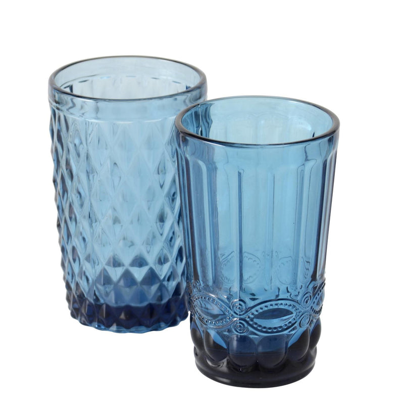 Afbeelding laden in galerijviewer, Boltze home drinkglazen blauw h13cm doos a 6 st
