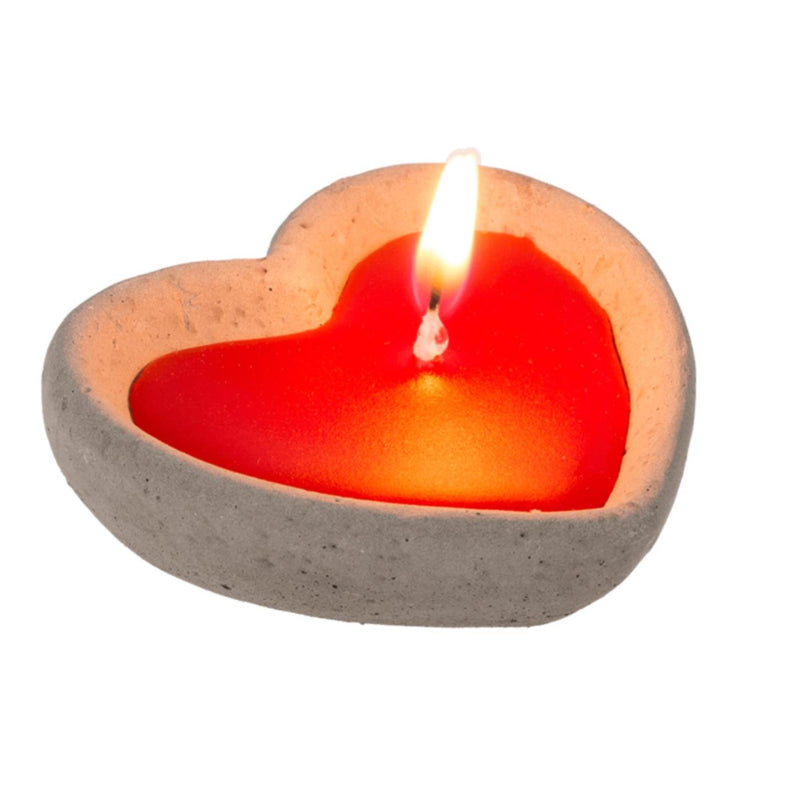 Afbeelding laden in galerijviewer, Ootb hartkaars set van 2 in cementen pot 6x6cm
