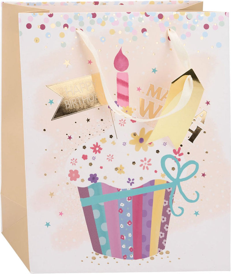 Afbeelding laden in galerijviewer, Merkloos sans marque no brand cadeautasje verjaardag - papieren gift bag met stevige lintgreep - 4 verschillende vrolijke verjaardagsprints voor cadeaus - afmeting 32 x 26 x 12 cm - kleur meerkleurig
