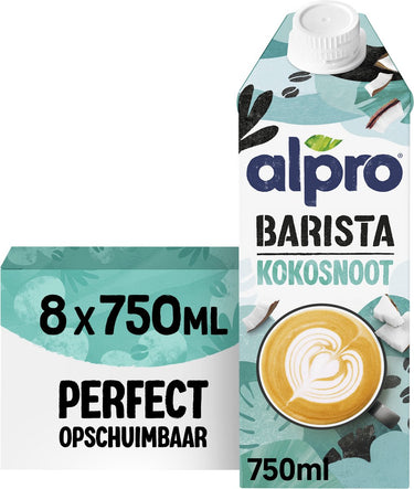 Alpro barista plantaardige kokosmelk - perfect voor koffie - lactosevrij - 8 x 750ml