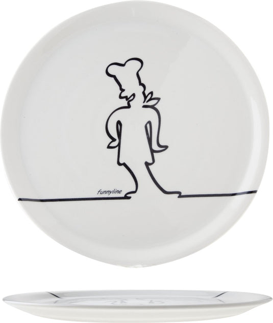 Cosy trendy pizzabord - ø 31cm - wit funnyline zwart