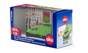 Siku 1941, streetscooter bio bezorgservice, speelgoedbestelbus, 1:50, metaal kunststof, groen, achterklep kan open, inclusief stickervellen