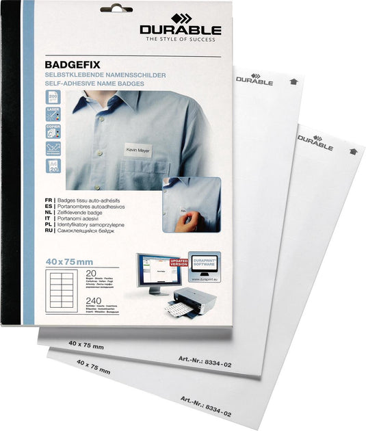 Durable naambadge etiket 8334 badgefix 40x75mm zk