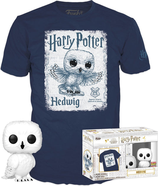 Funko harry potter verzamelfiguur tshirt set -s- pop! tee box hedwig blauw