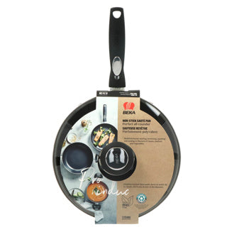 Afbeelding laden in galerijviewer, Beka pro induc hapjespan - ø 24 cm - sauteerpan - met deksel - keramische antikleeflaag - pfas-vrij - geschikt voor inductie - zwart
