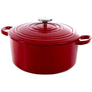 Afbeelding laden in galerijviewer, Bk bourgogne braadpan gietijzer 28cm 6.7l - inductie braadpan - gietijzeren braadpan - ovenbestendig tot 230 graden - deksel met druipringen - wit geëmailleerde binnenkant - chili red
