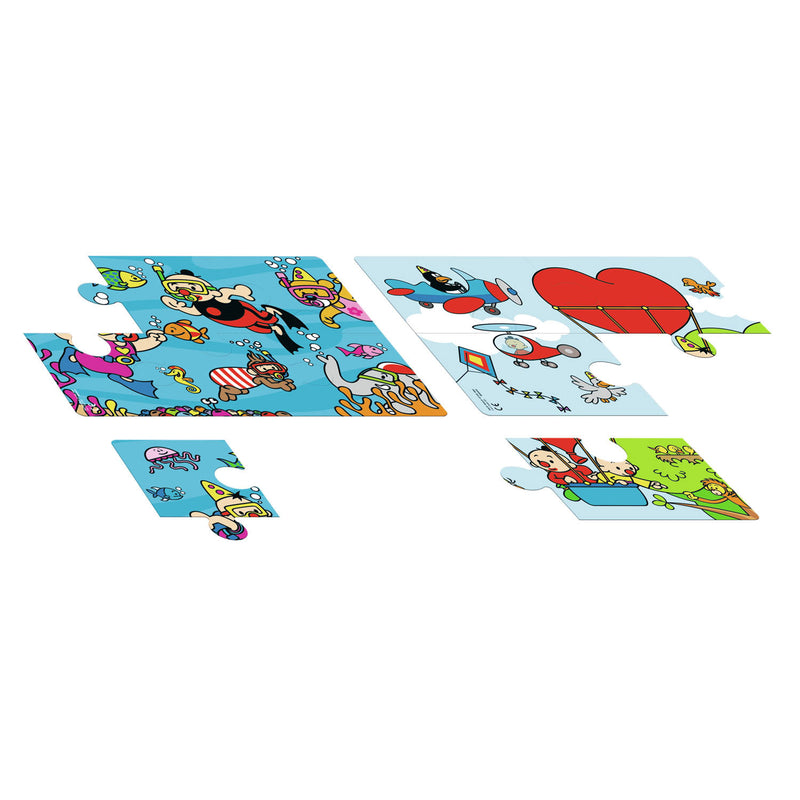 Afbeelding laden in galerijviewer, Bumba puzzel - 2 in 1 puzzel 4 6 stukken - onder water in de lucht

