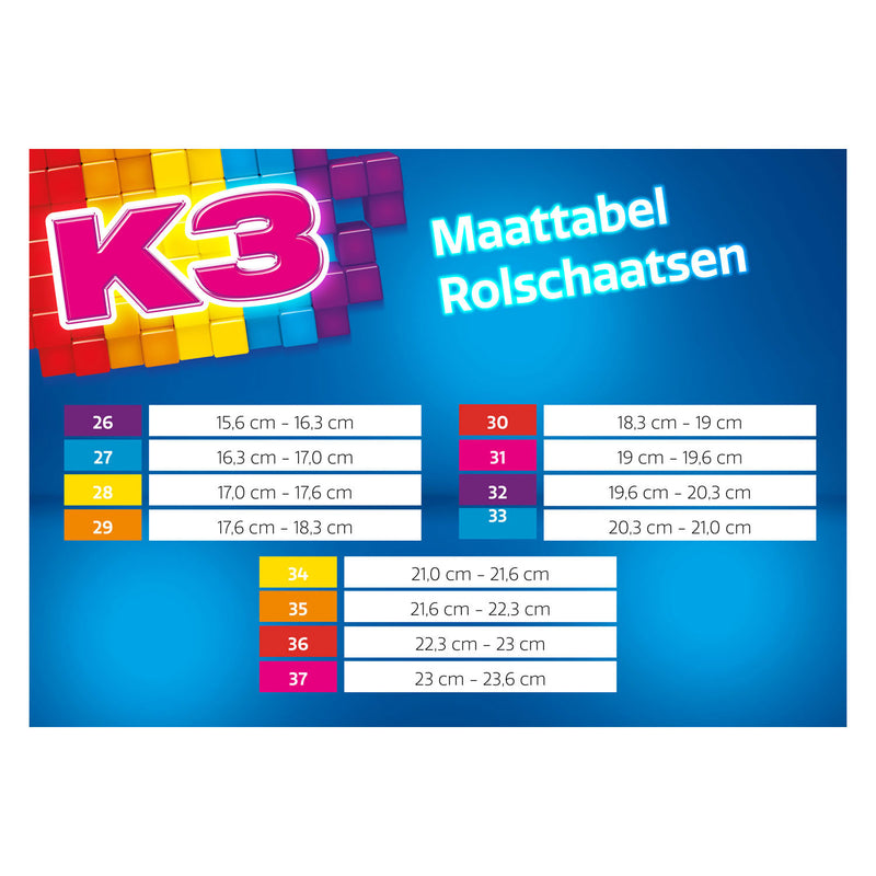Afbeelding laden in galerijviewer, Studio 100 k3 rolschaatsen regenboog, maat 26-29
