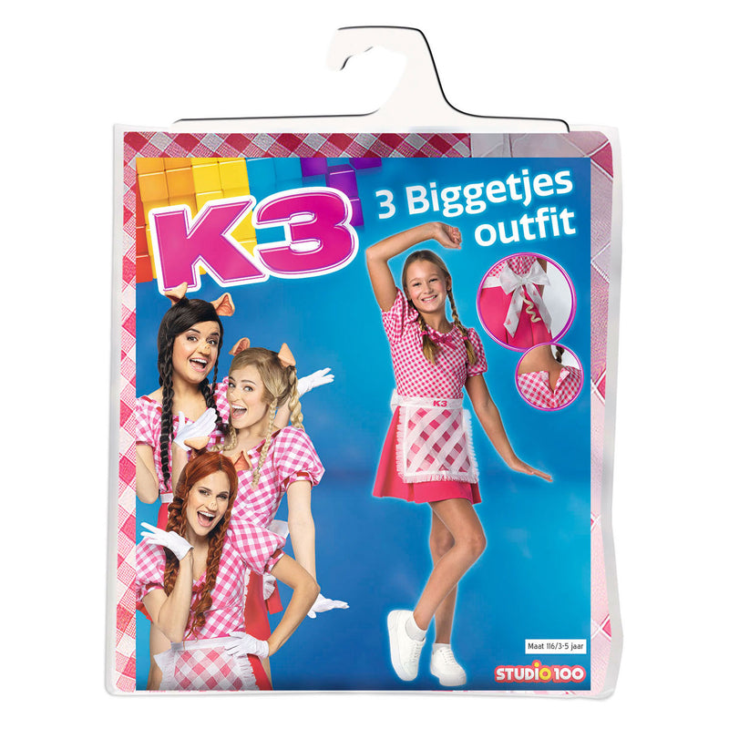 Afbeelding laden in galerijviewer, K3 verkleedkleding - verkleedjurk de 3 biggetjes - 3 5 jaar - maat 116
