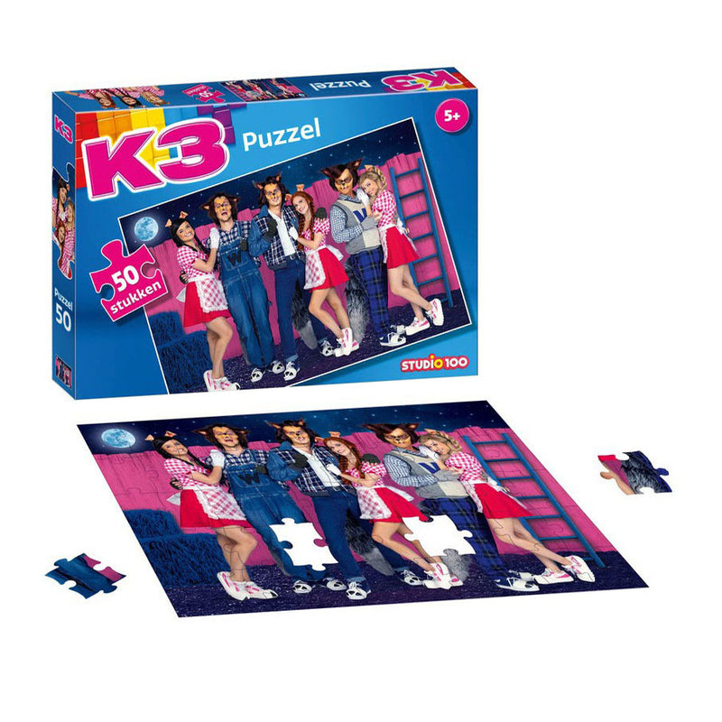 Afbeelding laden in galerijviewer, K3 legpuzzel 3 biggetjes en de wolven, 50st.

