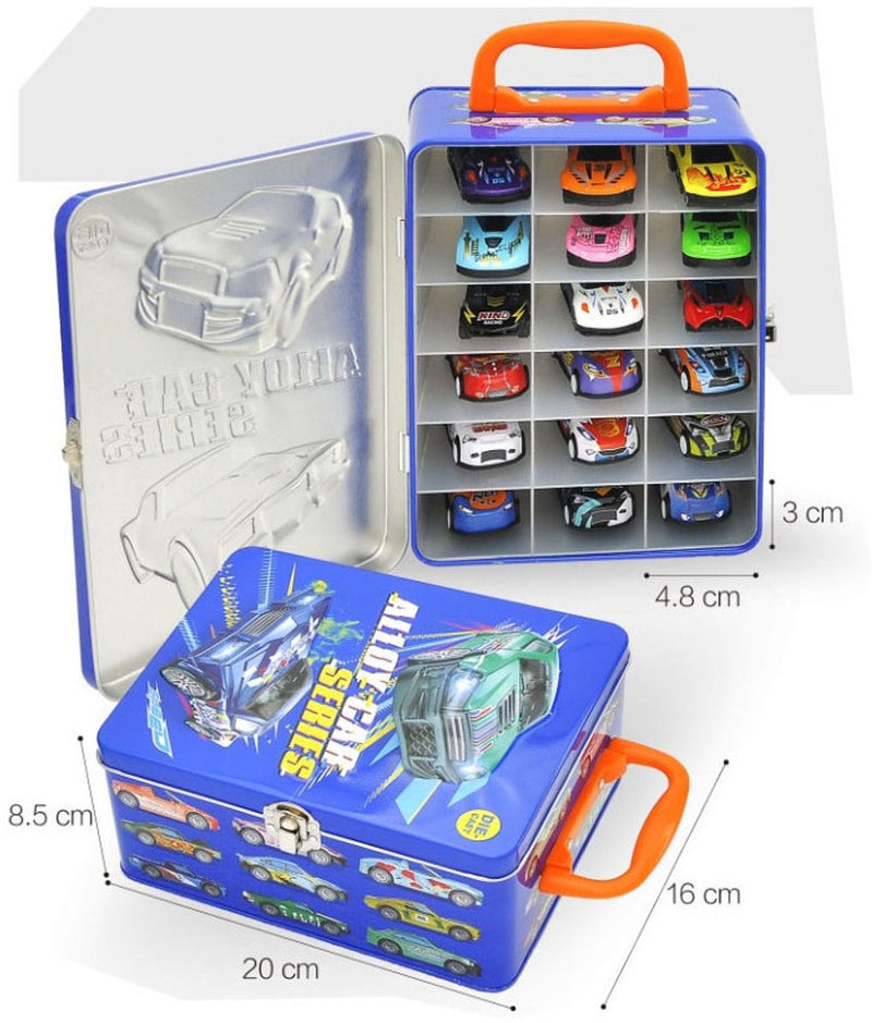 Afbeelding laden in galerijviewer, Lobbes speelgoed bv die-cast auto's in opbergblik, 18dlg
