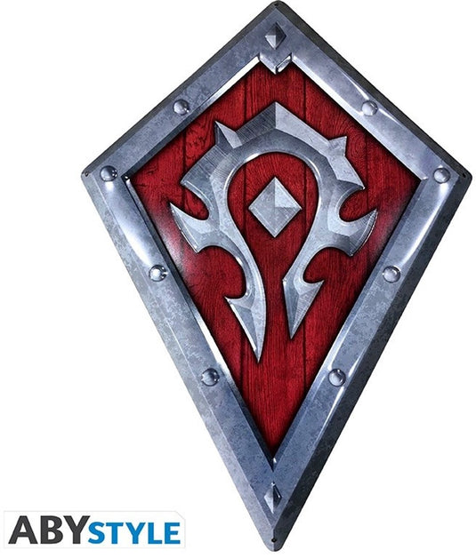 Blizzard world of warcraft horde shield unisex plaatmetalen borden - zilverkleurig rood - standard