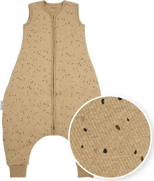 Meyco baby rib mini spot baby winter slaapoverall jumper - toffee melange - 92cm - 2.0 tog
