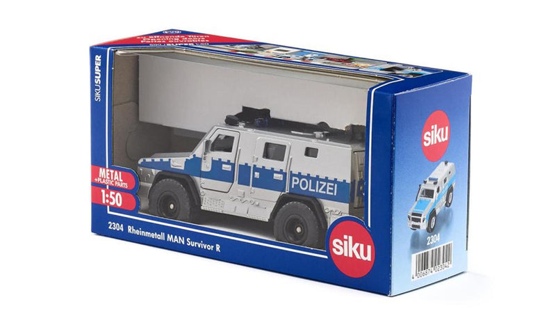 Afbeelding laden in galerijviewer, Siku 2304 rheinmetall man survivor r polizei 1:50 175x87x59mm politie
