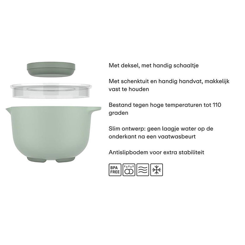 Afbeelding laden in galerijviewer, Mepal beslagkom met spatdeksel chef it - 3 l - schaal - magnetron- en vaatwasmachinebestendig - bakspullen - nordic sage
