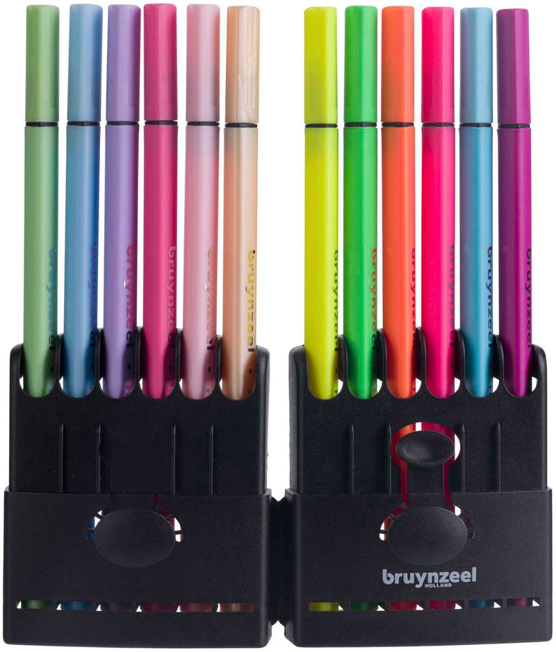 Afbeelding laden in galerijviewer, Bruynzeel fineliner set neon pastel, 12 kleuren
