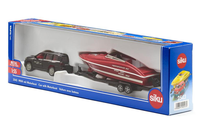 Afbeelding laden in galerijviewer, Siku 2543 auto met motorboot 1:55
