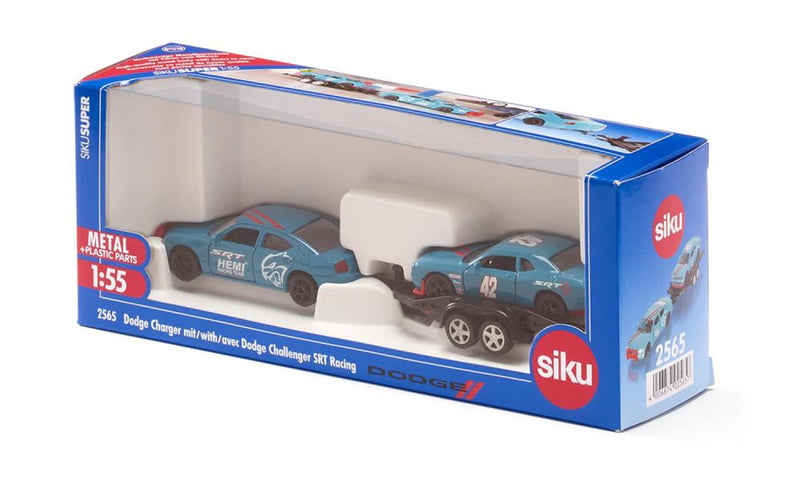 Afbeelding laden in galerijviewer, Siku 2565 dodge charger met dodge challenger srt racing 200x51x34mm
