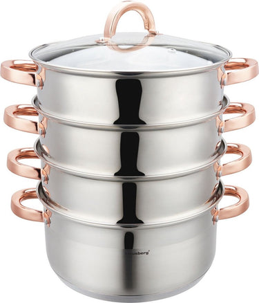 Klausberg 7736 - stoompan - 5 delig - 24 cm - 5 liter - rvs - alle warmtebronnen