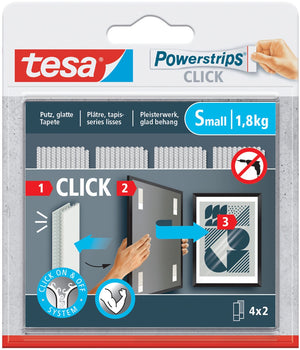 Tesa powerstrips click klittenband strips large, wit