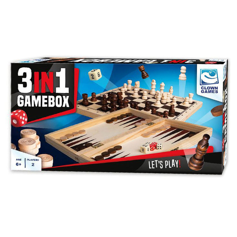 Afbeelding laden in galerijviewer, Clown games 3in1 spellendoos hout
