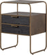 Woood polite nachtkastje - metaal hout - antique brass - 62x45x38