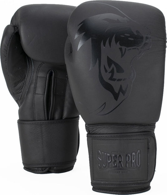 Super pro combat gear legend lederen (kick)bokshandschoenen grijs 12oz