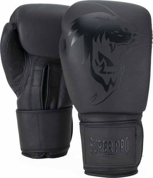 Super pro combat gear legend lederen (kick)bokshandschoenen grijs 14oz