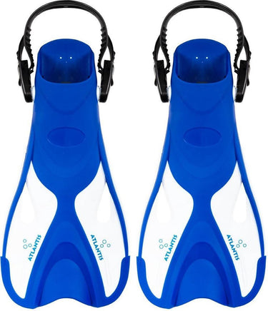 Atlantis dolphin - flippers - zwemvliezen - verstelbare hielstrap - voor zwemmen snorkelen - volwassenen - blauw wit - 36-41