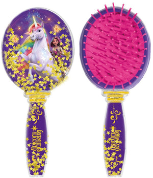 Totum unicorn academy kinderhaarborstel met bewegende glitters - speelgoed kinderen - voor meisjes - ook voor kleuters - vanaf 3 jaar -