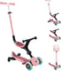 Globber meegroeistep - go up active lights pastel pink 360 - roze - lichtgevende wielen - met duwstang - in hoogte verstelbaar - vanaf 15 maanden tot 9 jaar