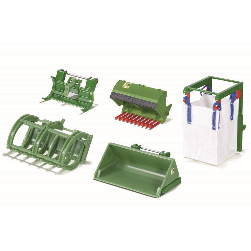 Afbeelding laden in galerijviewer, Siku 3658 voorlader-accessoireset, 5-delig, 1:32, groen, geschikt voor alle -tractors met voorlader met schaal 1:32
