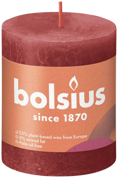 Bolsius rustiek stompkaars 80 68 rood