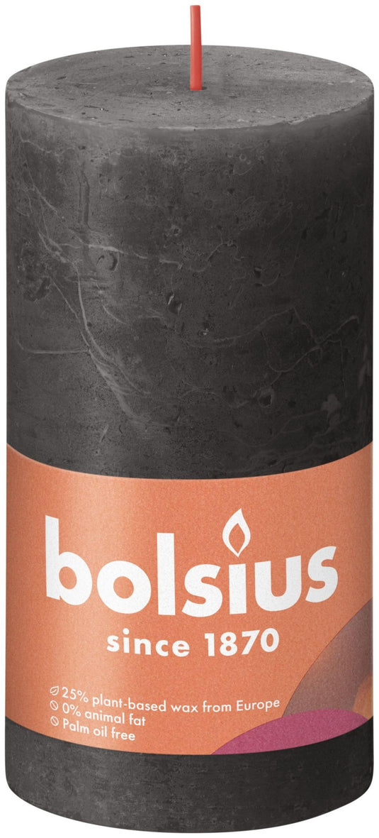 Bolsius rustiek stompkaars 130 68 stormy grey-stormgrijs