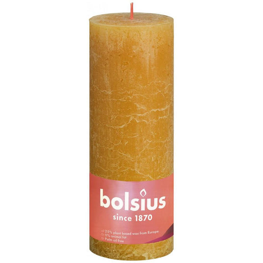 Bolsius rustiek stompkaars shine collection 190 68 honeycomb yellow ( honingraat geel )