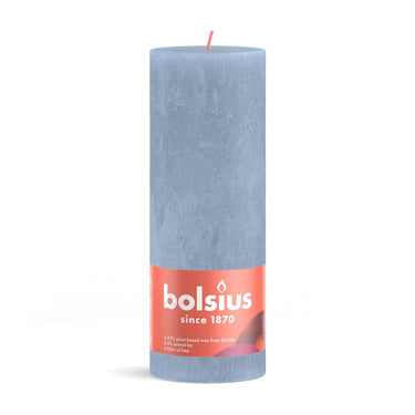 Bolsius stompkaars 190 68 rustiek sky blue-lucht blauw