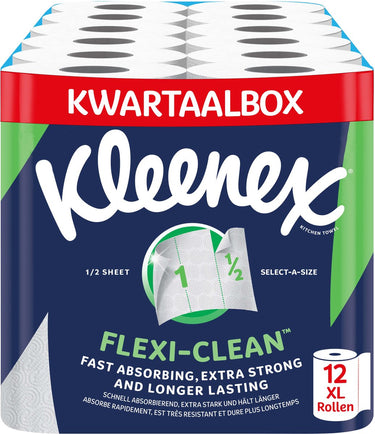 Kleenex keukenpapier - keukenrol flexi clean - 12 maxi xl rollen - voordeelverpakking