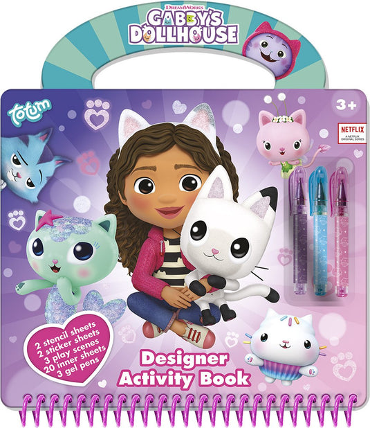 Totum gabby’s poppenhuis designer vakantie doeboek - tekenen schrijven stickeren, 25 delig - gabby’s dollhouse creatief speelgoed meisjes vanaf 3 jaar cadeautip