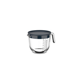 Afbeelding laden in galerijviewer, Mepal glas maatbeker met deksel chef it - 1 l - maataanduiding - vaatwasmachine-. magnetron- en ovenbestendig - bakspullen - navy
