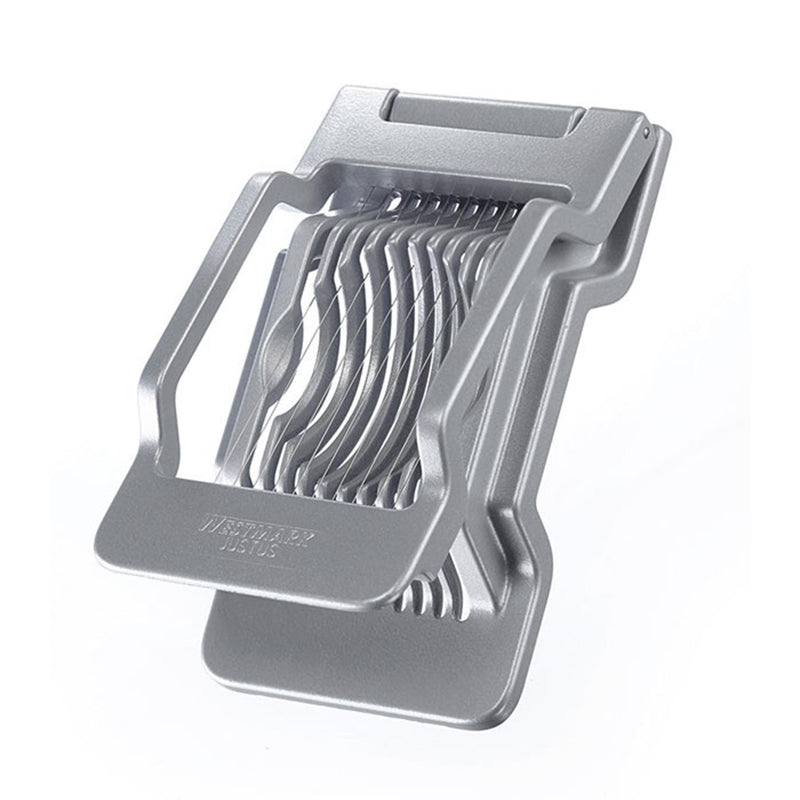 Afbeelding laden in galerijviewer, Westmark eisnijder voor ronde en ovale plakjes, individueel gespannen roestvrijstalen snijdraden, aluminium roestvrij staal, justus, grijs, 10402260
