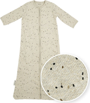 Meyco baby rib mini spot baby slaapzak met mouwen - sand melange - 110cm - 1.0 tog