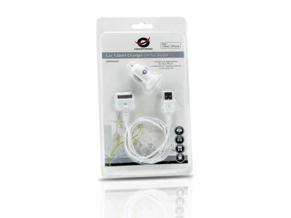 Afbeelding laden in galerijviewer, Conceptronic cusbcar2aset apple cable with car tablet charger, 2a
