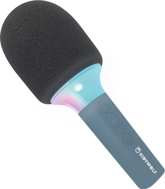 Kidywolf kidymic blauw – draadloze karaoke microfoon voor kinderen met bluetooth, led lichteffecten stemvervorming